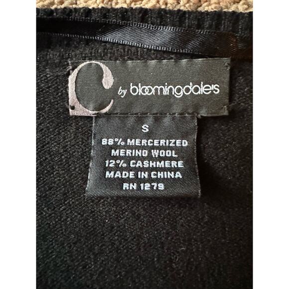 C by Bloomingdales cashmere mix sequenced cardigan black gold silver size small - Picture 10 of 15